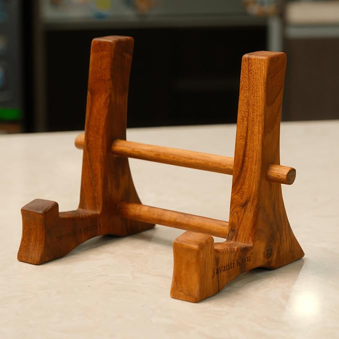 Chopping Board Stand – Teak Wood – Premium Handmade Holder Organizer for Boards, Drying Rack, Single or Dual Slot, Fits Thick Boards, Air-Dry Base (1 Slot (2.4 in Thickness))