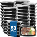 50-Pack 32 oz Reusable Meal Prep Containers 1 Compartment Food Storage Containers with Lids, Bento Box, Stackable, Microwave/Dishwasher/Freezer Safe, BPA Free