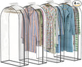 Upgraded Thickened Clear Garment Bags for Hanging Clothes 4 Packs, 10“ Gusseted Clothes Hanging Storage Bags for Closet, Shirts, Coats, Dresses (60 inch)