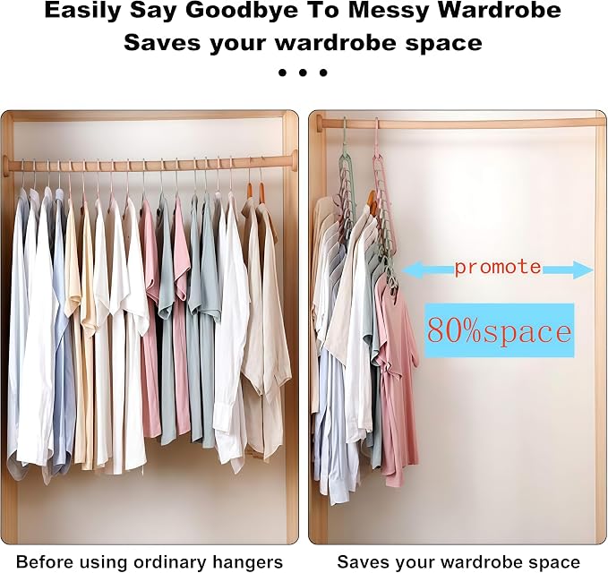 9 Space-Saving Hangers Heavy-Duty PP Plastic Tiered Hanger Organizer with Non-Slip Foldable Design, for Closet (Blue, 10)