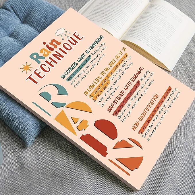 LOLUIS Mental Health Poster, Boho Therapy Tools Educational Supplies Art Print Classroom School Office Decor (Rain Technique, Custom Frame Type)