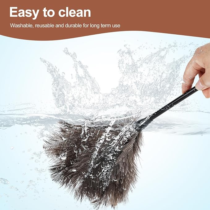Ostrich Feather Duster-14.9 Inch Mini Natural Feathers Dusters with Plastic Handle Reusable Handheld for Cleaning Supplies Home Car Office(10pcs)