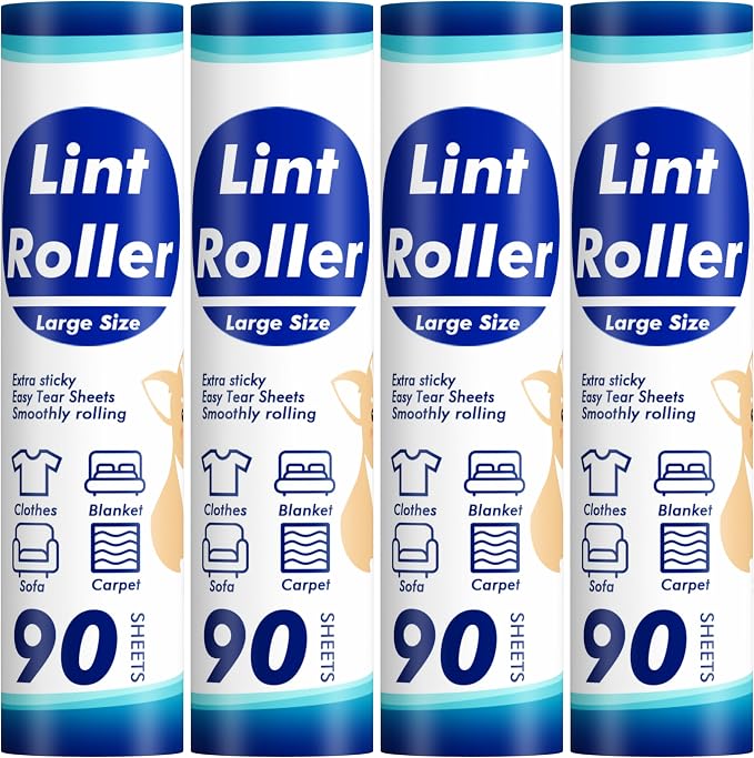 360 Sheets Sticky Lint Rollers Refills for 9.45'' Width Large Lint Roller, Floor Lint Roller Refills