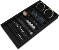 The Display Guys - Stackable Jewelry Tray and Organizer - for Drawers, Dressers, Store Display (10 Compartments, Black Burlap)