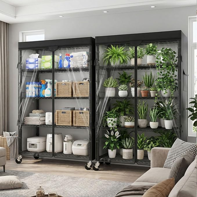 Wire Shelving Unit with 600D Oxford Cover & Wheels, 36"x18"x72" | 5-Tier Heavy Duty Rolling Storage Shelves, Storage Rack Wire Shelf for Kitchen Pantry, Garage, Basement & Warehouse