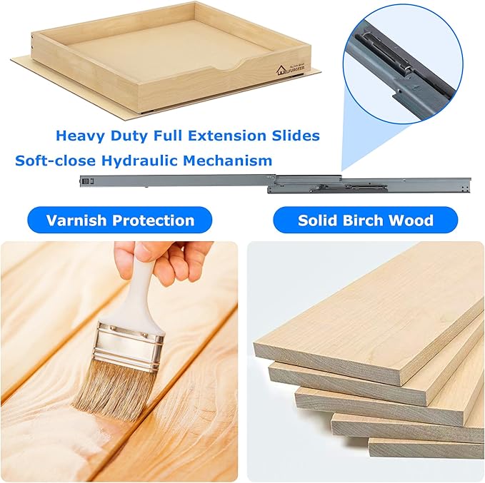 WelFurGeer Soft Close Pull Out Drawers for Cabinets, 29" W x 21" D Pull Out Cabinet Drawer with Heavy Duty Slides, Pull Out Cabinet Organizer, Cabinet Drawers Slide Out, Pull-Out Home Organizers