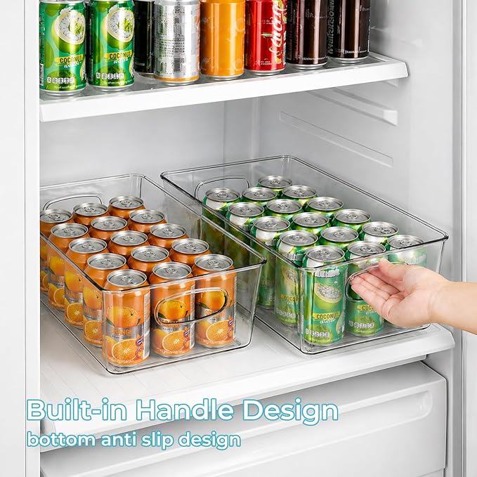 UFORU 10 Pack Clear Plastic Pantry Organizers and Storage with Handles | Non-slip Bottom Stability, Space-Saving Stackable Design, Clear Visibility, Thickened Plastic, Multi-Scene Storage Solutions