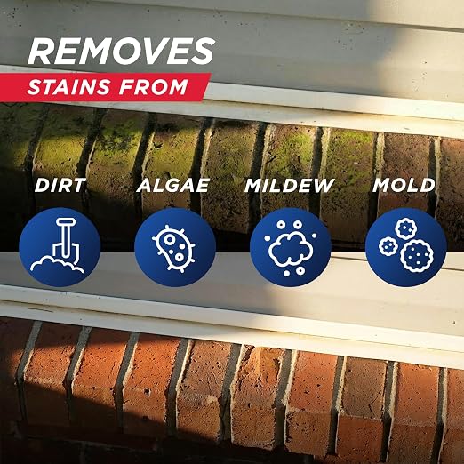 30 SECONDS Outdoor Cleaner 2 Pack with Hose End Sprayer - Cleans Stains from Algae, Mold and Mildew on Vinyl Siding, Deck, Patio, Brick and More