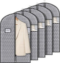 Syeeiex 40" Suit Bag, Set of 5 Garment Bags for Hanging Clothes, Suit Bags for Closet Storage, Garment Bags for Storage Suits,T-shirts, Jackets and Coats (Dark Grey)