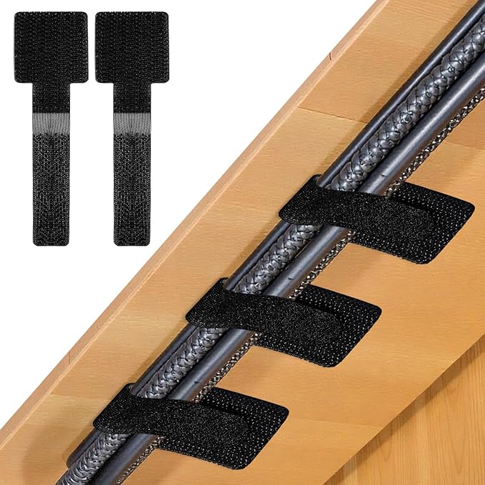 Bewudy 80 Pcs Hook and Loop Cable Straps, Self Adhesive Hook and Loop Cable Ties, Cables Management Wire Organizer Under Desk, Cord Organizers for Desk Home Office Essentials(Black)