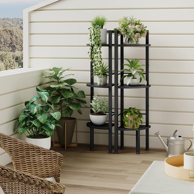 Tajsoon Small Corner Shelf Stand 3 Tier 39.6" Industrial Corner Ladder Shelves, Corner Display Shelf for Bedroom, Living Room, Office, Kitchen, Black