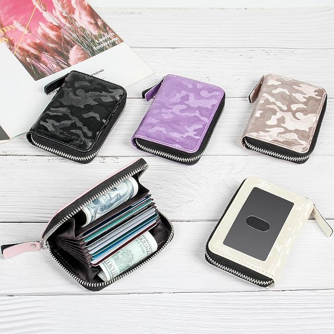 Credit Card Wallet, RFID Card Case Wallet, Zipper Card Cases Holder for Men Women, RFID Blocking, KeyChain Wallet, Compact Size Card Organizer Case for Women