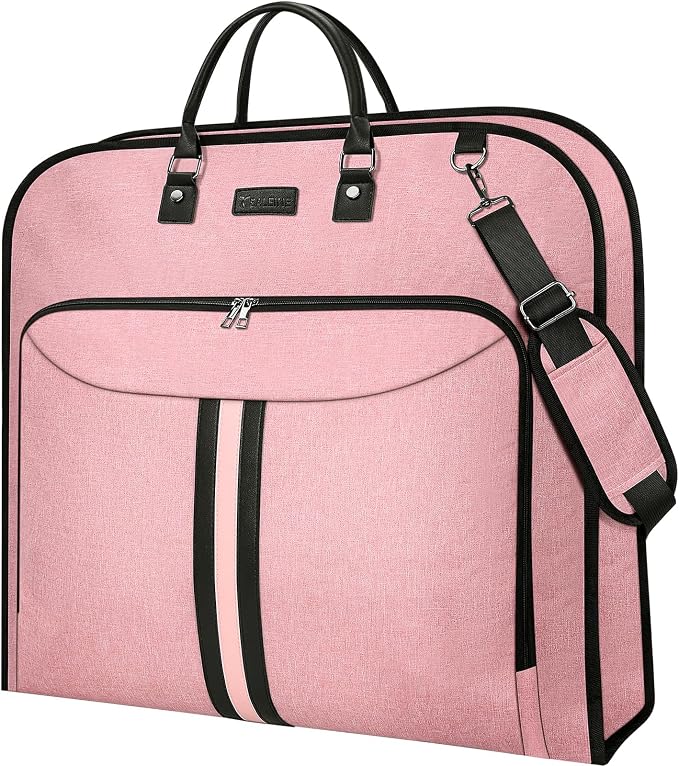 BALEINE Travel Garment Bag, Travel Suit Bag for Men, Water Resistant Carry on Garment Bag for Hanging Clothes, Garment Duffel Bag for Travel Business (Pink, 48")