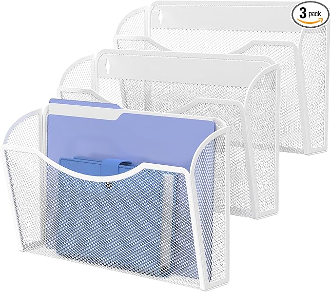 MINDEPOT Wall File Organizer - Heavy Duty Iron Office File Holder for Wall Mount - Hanging Document Organizer for Business, Classroom, Home Office
