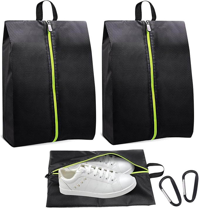 Roliwils 2 Pack Smell Proof Shoe Cleat Bag with Reinforced Handle | Odor-resistant Cleat Bag with Carabiner | Travel Shoe Organizer for Men | Baseball Soccer Footwear Storage