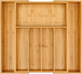 VaeFae Premium Bamboo Drawer Organizer, Expandable Silverware Drawer Organizer, Cutlery Tray with Dividers for Kitchen Utensils (Natural, Large)