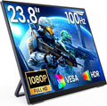 MNN Portable Monitor 23.8" 100Hz 1080P IPS, Ultra Slim Metal Body with Built-in Kickstand & Dual Speakers, USB-C HDMI External Display for Laptop PC Phone PS5 Xbox Switch, Home Office Gaming Monitor