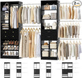 Besiost Closet System, Up to 128.6"/10.7 FT Closet Organizer with 4 Wooden Drawers and Shelves, Walk-in Closet System with 6 Hanging Rods, Built-in Closet Can Fit 96"/8FT, 120"/10FT, Black Set 2