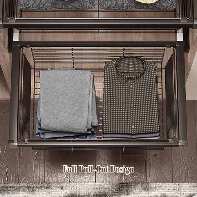 Pull Out Drawer Organizer Containers,Aluminum Alloy Stackable Storage Bins,Stackable Shelf Baskets Organizer,for Office Bathroom Bedroom(16.29-18.26in)