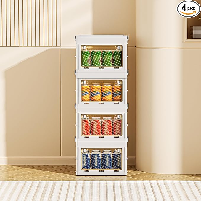 40 QT / 10 Gal Space Saver Foldable Cabinet Slim Profile, Double Transparent View Doors, Instant Pull-Up Frame for Apartments/Dorms