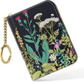Nipichsha Credit Card Holder, Small RFID Card Wallet for Women, Slim Leather Card Holder Wallet, Credit Card Wallet Organizer, Pocket Business Card Case with Zipper & Keychain, Dandelion