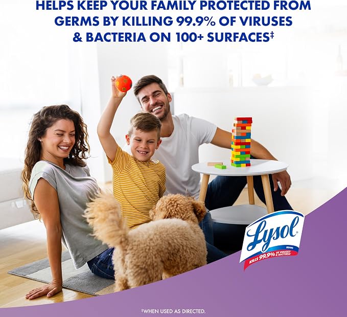 Lysol Disinfecting Wipes, Multi-Surface Cleaner, Lavender, 80 ct. | All Purpose Cleaner, Sanitizing, Deodorizing, Apartment Essentials, Back To School Cleaning Supplies, Kitchen & Bathroom Wipe