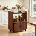 Bifins Coffee Bar Cart for Home, 3 Tier Rolling Serving Carts with Wheels | Coffee Cart with Removable Metal Brackets and Sliding Doors,Mobile Liquor Sideboard Cabinet for Home Bar, Kitchen