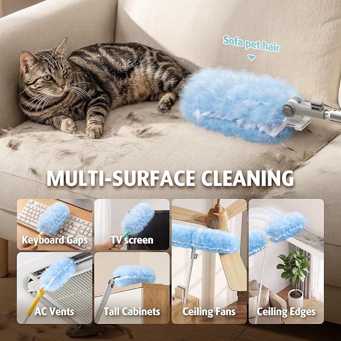 60 Count Electrostatic Duster Refills Compatible with Swiffer Duster, 6X Microfibers Heavy Duty 2 Side 360° Duster Refills, Disposable Multi Surface Dusters for Cleaning, Unscented