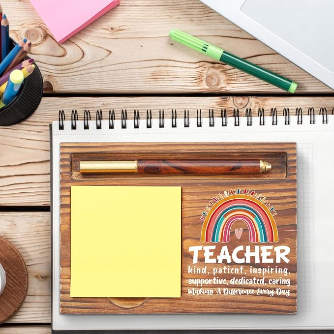 Teacher Gift Sticky Note Holder Appreciation Thank You Gift Wooden Desk Accessory Teacher Appreciation Week TZP170