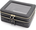 Aveniee Clear Makeup Bags,Double Layer Cosmetic Bags with Separate Brush Compartment,Large Travel Toiletry Bag Cosmetic Case,Travel Accessories Organizer for Women,2 Layers,Black