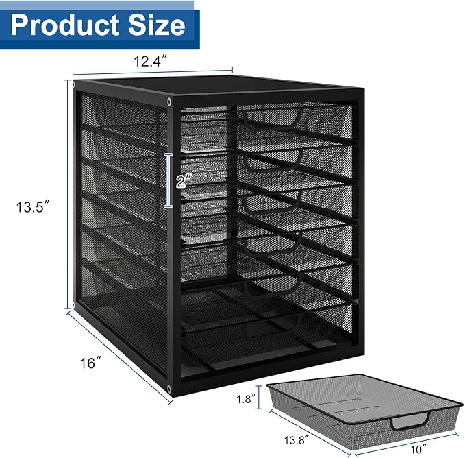Natwind Mesh Desk Organizer with 6 Tier Sliding Drawers,Black | Paper Sorter, Multi-Functional Home Office Supplies Storage Tray for Letters, Documents,Mail, Files, Arts & Crafts Supplies