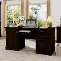 blini Large Farmhouse Executive Desk with Drawers，Wood Computer Desk，Embossed Texture Home Office Desk with File Cabinet Storage, Cable Management, Keyboard Tray，Working Table for Work Study Writing