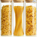 HomArtist Glass Jars with Bamboo Lids 79 FL OZ [Set of 3], Glass Canisters with Airtight Lids, Glass Food Storage Containers for Spaghetti, Fettuccine, Linguine,Pasta, Best for Kitchen & Pantry