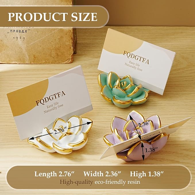 Succulent Business Card Holders for Desk, Cute Resin Business Card Display Stand Modern Vertical Name Card Holders for Office/Exhibition/Home/Restaurant, Unique Gifts for Men Women(3 Packs)