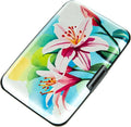 Credit Card Holder, Metal Card Wallet RFID Blocking Mini Slim Aluminum Business Hard Card Case for Women Men (Watercolor Lilies)
