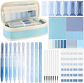 Janlaugh 38 Pcs Aesthetic College School Supplies with Pen Case Sticky Notes Gel Pens Highlighters Correction Tapes Back to School Stationery Kit(Light Blue Color,Classic)