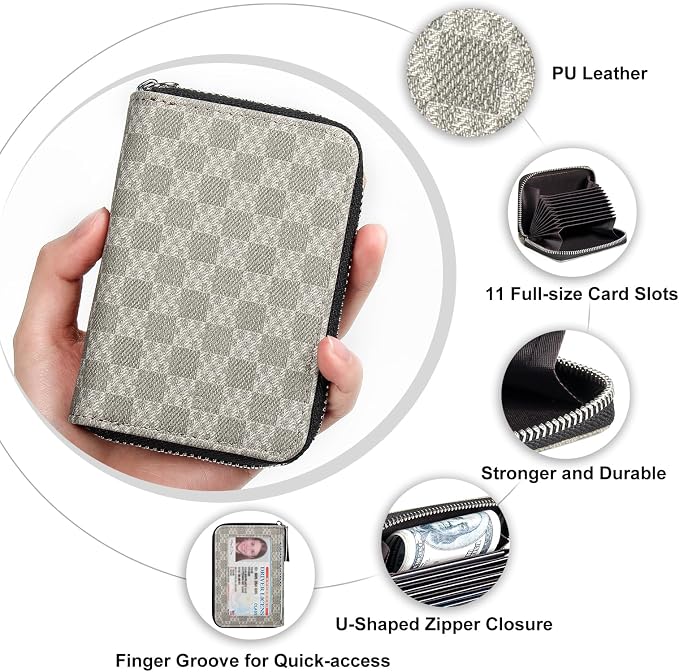 Credit Card Wallet, RFID Card Case Wallet, Zipper Card Cases Holder for Men Women, RFID Blocking, KeyChain Wallet, Compact Size Card Organizer Case for Women