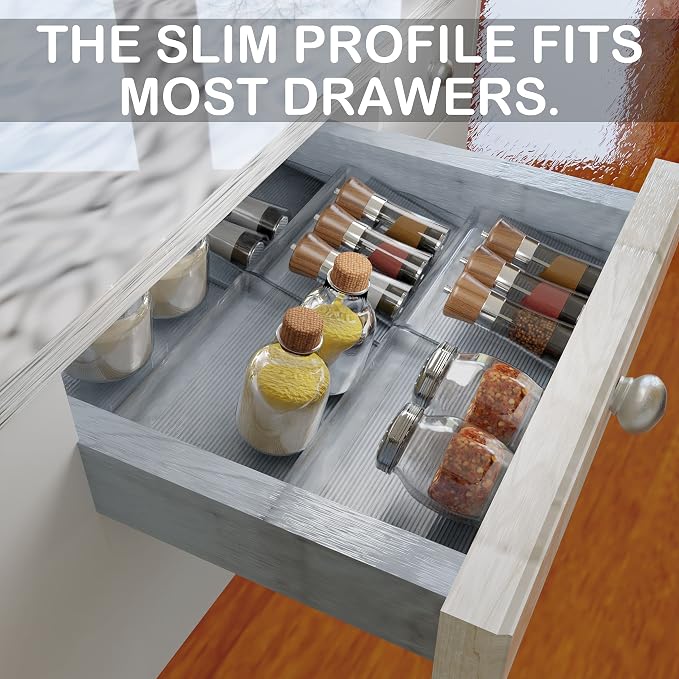BaHoki Essentials 3 Tier Spice Rack- Kitchen Drawer Organizer - Clear Plastic Storage Rack for Kitchen Pantry - Perfect for Salt, Pepper, Spices and Seasonings (Pack of 2)