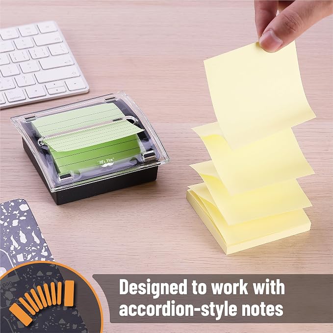 Mr. Pen- Pop Up Note Dispenser, 3" x 3", 6 Pack, Black Base, Clear Top | Sticky Note Dispenser, Sticky Note Holder for Desk