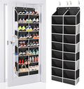 ULG Over The Door Shoe Organizer with 16 Large Pockets, Hanging Shoe Rack for Closet Door, Space Saving Shoe Storage Black