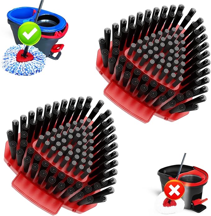 Fatmass 2 Pack Upgraded Spin Mop Replace Scrub Mop Brush Compatible with O Cedar 2 Tank RinseClean, Great for Kitchen, Deck, Bathroom and Shower Floor Scrubber