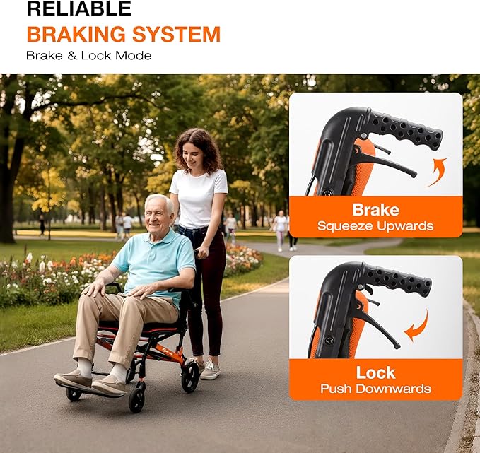 Wheelchairs for Adults Transport Chair Lightweight Foldable with Telescopic Handle, 18-Inch Seat Width Portable Folding Travel Wheel Chairs for Seniors