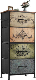WLIVE Dresser with 4 Drawers, Storage Tower, Organizer Unit, Fabric Dresser for Bedroom, Hallway, Entryway, Closets, Sturdy Steel Frame, Wood Top, Easy Pull Handle, Pattern