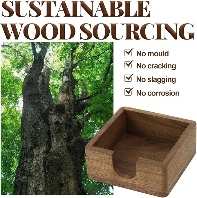 Buqoo North American Black Walnut Wood Sticky Note Holder | Pad Holder for Desk, Memo Holder Paper Dispenser, Desktop Accessories Organizer for Office School Home