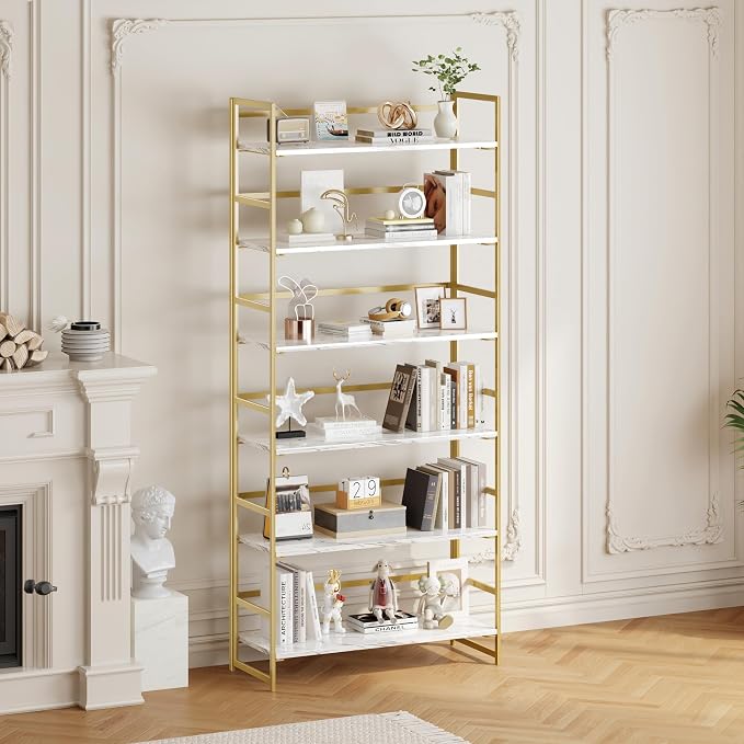 BHG Vintage Multifunctional Folding Bookshelf, No-Assembly Plant Stand Storage Rack Shelves for Home Office