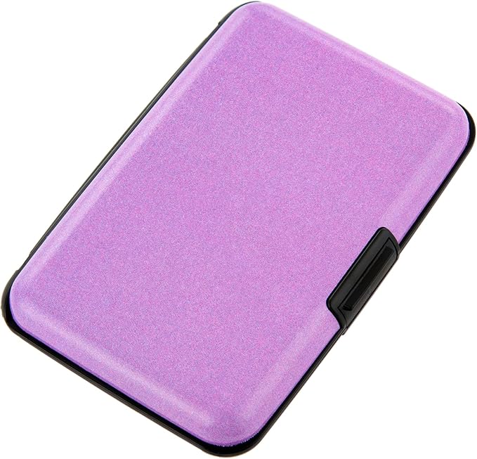 Credit Card Holder, RFID Blocking Metal Card Wallet for Women Men Slim ID Card Holders Protector Aluminum Business Hard Case (Lavender Purple)
