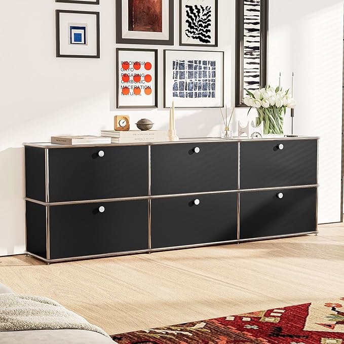 Modern Storage Cabinet Sideboard Versatile Free-Standing Organizer Cabinets for Home Office, Living Room, Bedroom, Kitchen, Garage