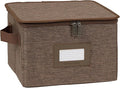 Covermates Keepsakes Zip-Top Storage Box Set, 3 Pack Heavy Duty Polyester Organizer Bins, Stackable Design, ID Window, Reinforced Handles, Closet Home Storage, Brown Heather