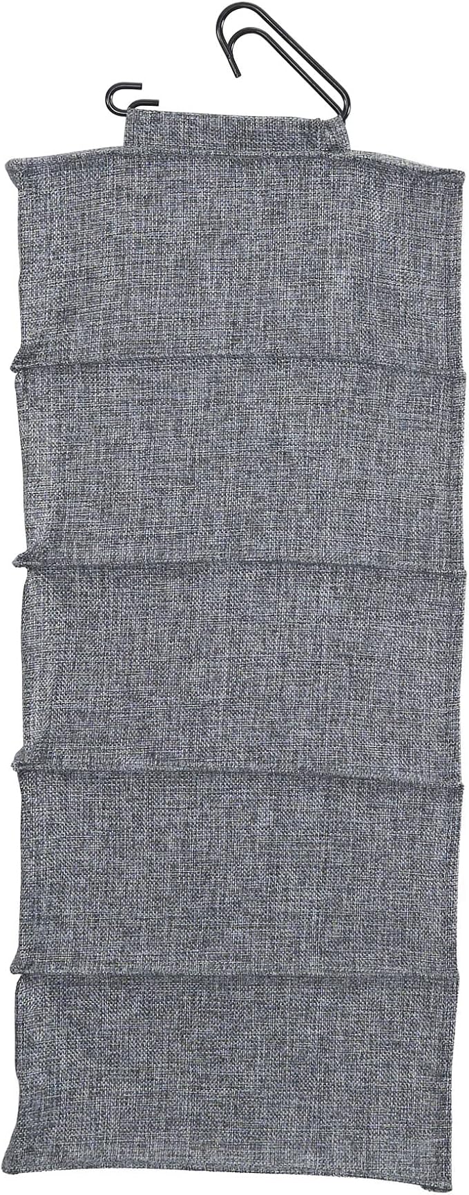 Household Essentials 10 Pocket Double Hang Canvas Shoe Organizer Side‑by‑Side Hanging Storage, Gray