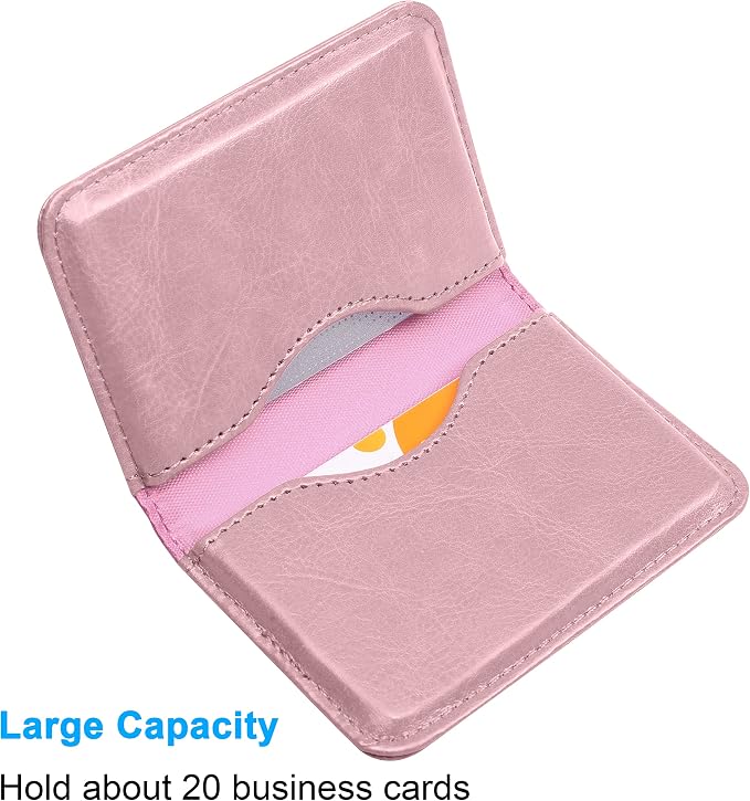 Wisdompro Business Card Holder, 2-Sided Folio Name Card Case | PU Leather Credit Card Holder Wallet with Magnetic Shut, Ultra Slim and Thin, for Business Cards & ID Cards, Men and Women